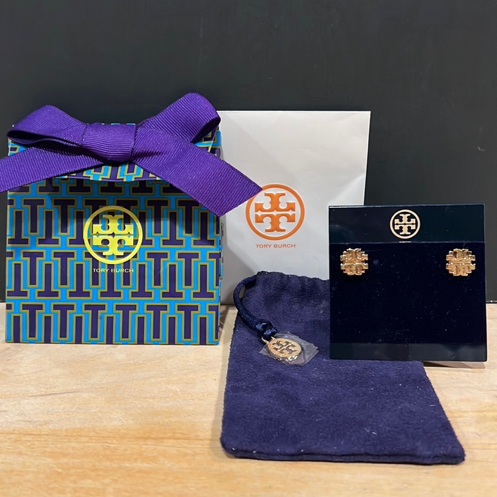 Tory Burch gold logo earrings